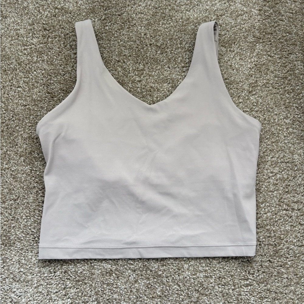 Athleta Transcend V-Neck Crop Sports Bra D-DD (taupe/grey) - Picture 4 of 7